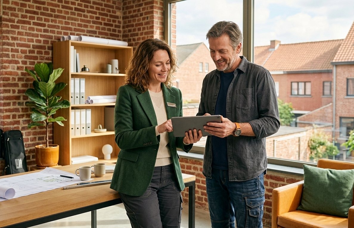 Entrepreneurs generaux belges consultant Batifox dans leur bureau